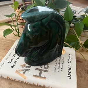 Vintage emerald green ceramic horse head